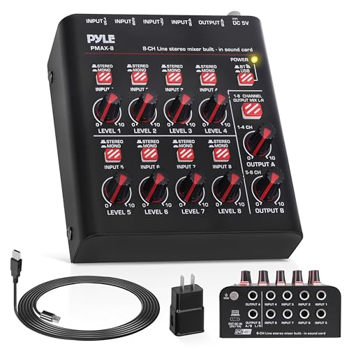 Pyle 8-Channel Bluetooth USB-C Audio Mixer