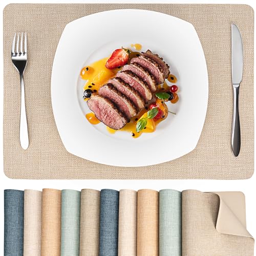 2 Pack Heat Resistant Waterproof Faux Leather Placemats