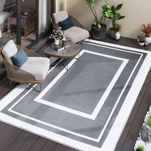 5x8 Outdoor Waterproof Reversible Patio Rug Carpet