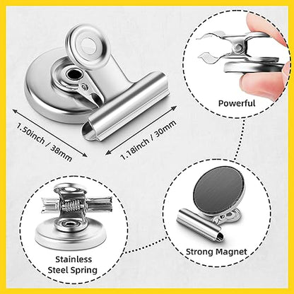 20 Pack Refrigerator Magnets Fridge Magnetic Clips Heavy Duty, Fridge Magnet Clips, Whiteboard Magnets Clips, Clips Magnets for Fridge, Whiteboard, Refrigerator (Silver)