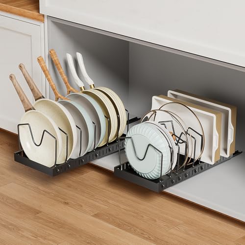 2 Pack Pull-Out Pots and Pans Organizer Drawer