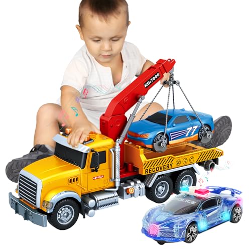 Friction Powered Tow Truck Toy with Lights and Sounds