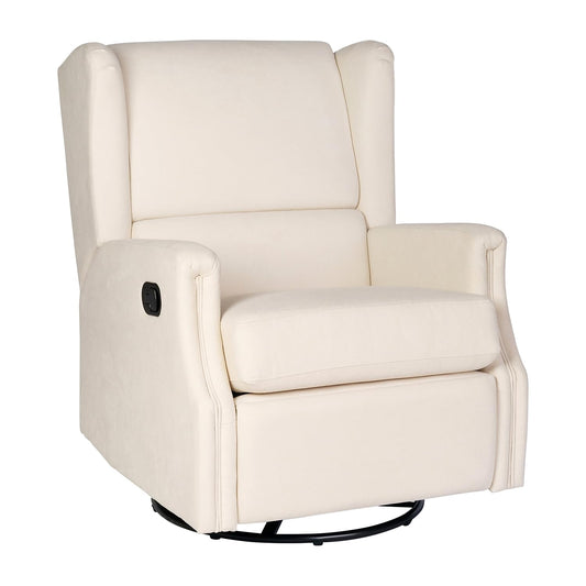 Flash Furniture Omma Swivel Glider Rocking Recliner, Manual Wingback Recliner with 360 Degree Swivel, for Living Room, Bedroom, or Nursery, Upholstered, Cream