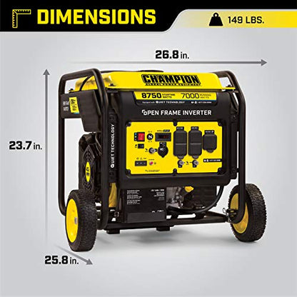 Champion Power Equipment 8750-Watt Electric Start Home Backup Portable Open Frame Inverter Generator with Quiet Technology