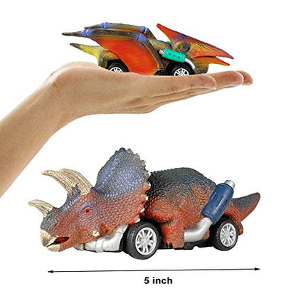 DINOBROS 6-Pack Dinosaur Pull Back Toy Cars