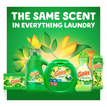 Gain Laundry Detergent Liquid Soap Plus Aroma Boost, Original Scent, HE Compatible, 90 Loads Total, 65 Fl Oz (Pack of 2)