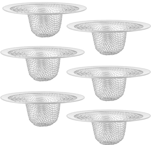 FURNIFE 6pcs Mesh Bathroom Lavatory Sink Strainer, Stainless Steel Slop Basket Filter Trap, 2.12" Top / 1" Sink Strainer, Bathroom Wash Basin Balcony Drain Hole, Utility, Slop, Laundry, RV
