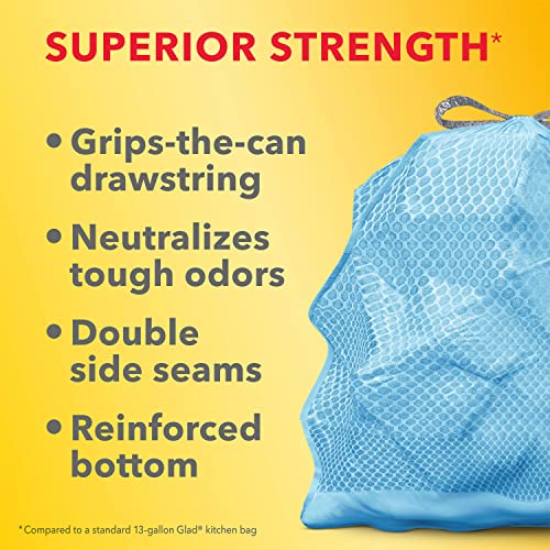 Glad Trash Bags, ForceFlexPlus 13-Gallon Tall Kitchen Drawstring Trash Bags 90 Ct