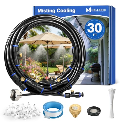30FT Patio Misting Cooling System with 8 Brass Nozzles