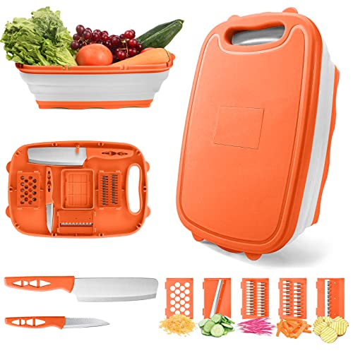 Collapsible Cutting Board and Colander Washing Basket