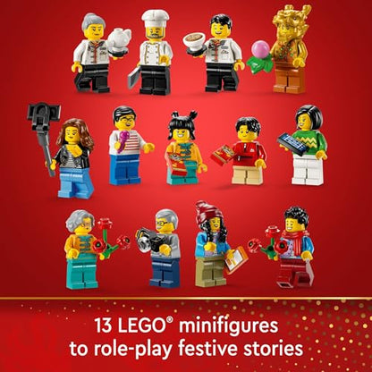 LEGO Spring Festival Family Reunion Celebration Building Toy for Kids, Restaurant Playset with Toy Kitchen and 13 Minifigures for Pretend Play, Gift Set for Boys and Girls Ages 8 and Up, 80113