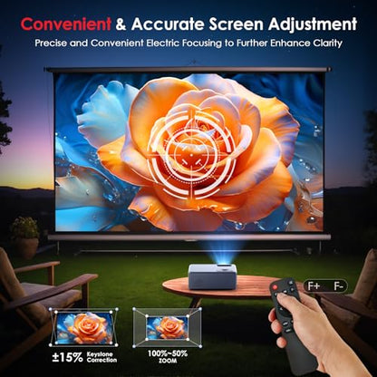 [Electric Focus] 4K Projector with 5G WiFi and Bluetooth, 15000L JOWLURK Mini Portable Projector, Outdoor Movie Projector, Home Theater Projector for iPhone/Android/TV Stick/HDMI/USB/Laptop/DVD/PS5