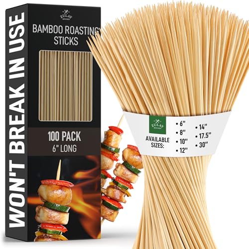 100 Pack Bamboo Skewers 6 Inch BBQ Kabob Sticks