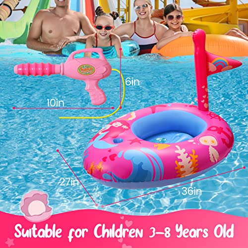 Korigey Mermaid Pool Floats Kids with Water Gun, Pool Toys for Kids Aged 3-8 Years, Toddler Pool Float for Girls, Mermaid Inflatable Float for Pool, Beach and Any Summer Party Gift (36’’x 27’’)
