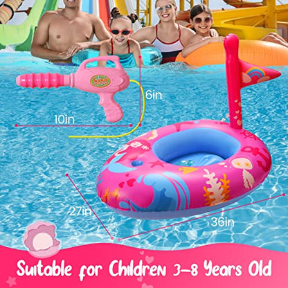 Korigey Mermaid Pool Floats Kids with Water Gun, Pool Toys for Kids Aged 3-8 Years, Toddler Pool Float for Girls, Mermaid Inflatable Float for Pool, Beach and Any Summer Party Gift (36’’x 27’’)