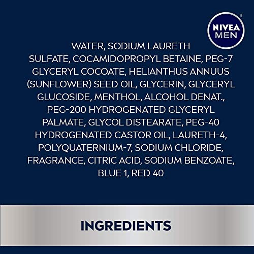 Nivea Men Cool Body Wash with Icy Menthol, Scented Body Wash for Men, 3 Pack of 16.9 Fl Oz Bottles
