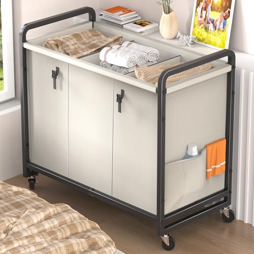 60 Gallon 3-Section Rolling Laundry Sorter Cart