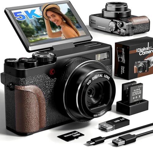 18X Zoom 5K Digital Camera with Flip Screen
