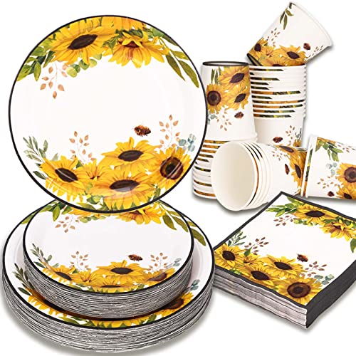 50 Count Sunflower Party Plates and Napkins Set