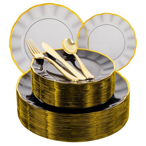 150 Piece Fancy Plastic Dinnerware Set Disposable