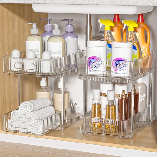 2-Tier Bathroom Cabinet Organizer with Pull-Out Bins