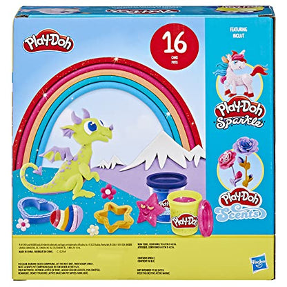 Play-Doh Sparkle and Scents Variety Pack of 16 Cans of Modeling Compound and 4 Tools, Arts and Crafts Toy for Kids 3 and Up, Non-Toxic