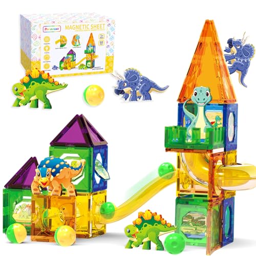 60 Piece Dinosaur Magnetic Building Blocks Set for Kids
