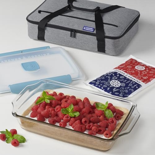 3 Quart Anchor Hocking Glass Baking Dish Set with Carrier