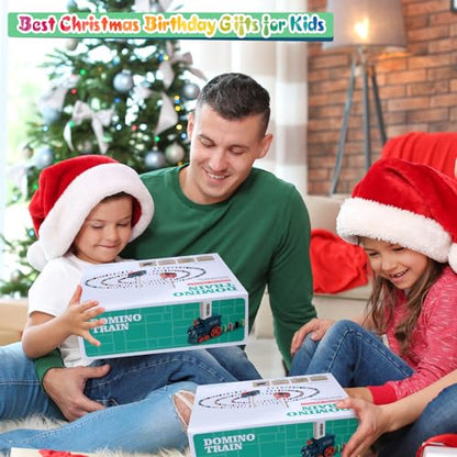 CLAPET Domino Train Montessori Toys for Kids Ages 3-8, 120PCS STEM Building Educational Games for 4 5 6 7 Year Old Toddler Boys Girls, Christmas Birthday Gifts