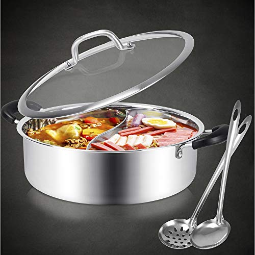 12.6 Inch Stainless Steel Divided Hot Pot Shabu