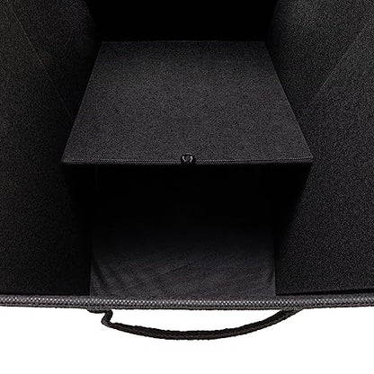Household Essentials Narrow Collapsible Laundry Hamper with Liner and Lid, Black HE1059