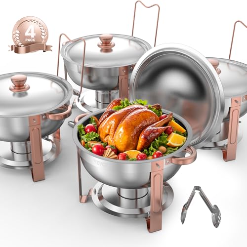 4 Pack 5 Qt Round Chafing Dish Buffet Set