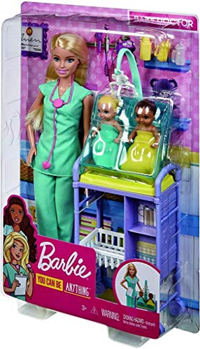 Barbie Careers Doll & Playset, Baby Doctor Theme with Blonde Fashion Doll, 2 Baby Dolls, Furniture & Accessories