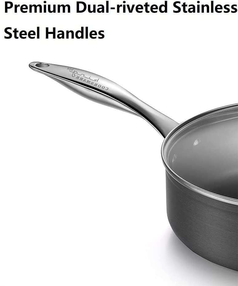 All in One Pan 10-Piece Pots and Pans Nonstick Hard-Anodized Non Toxic Cookware Set, Aluminum kitchen set pots and pans,Dishwasher Suitable, Black