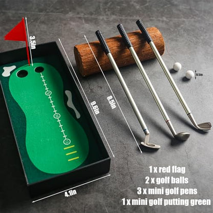 AMOR PRESENT 7PCS Golf Pen Set, Mini Desktop Golf Set Golf Clubs Pens, Mini Golf Game Set for Men, Dad, Boss Coworker, Office Birthday Gift Ball Game for Office Desk