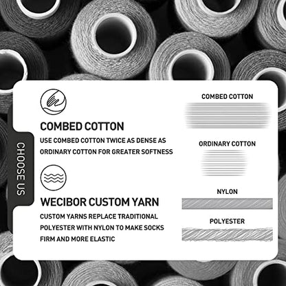 WeciBor Men's Ankle Protection Combed Cotton Cushioned Performance Athletic Crew Socks - 12 Pack - Size 10-13 - Black Athletic Series