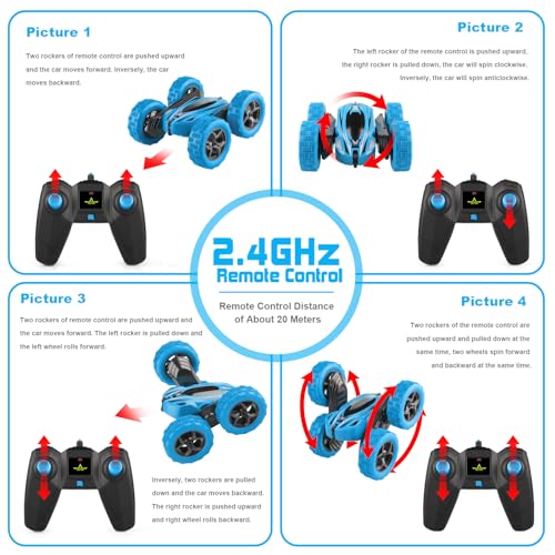ORRENTE Remote Control Car, RC Cars Toys for Ages 5-7, 2.4GHz 4WD Fast RC Car Kids Toys for Ages 8-13, Double Sided 360° Rotating Monster Truck Toys for Girls RC Truck Toy Cars for Boys