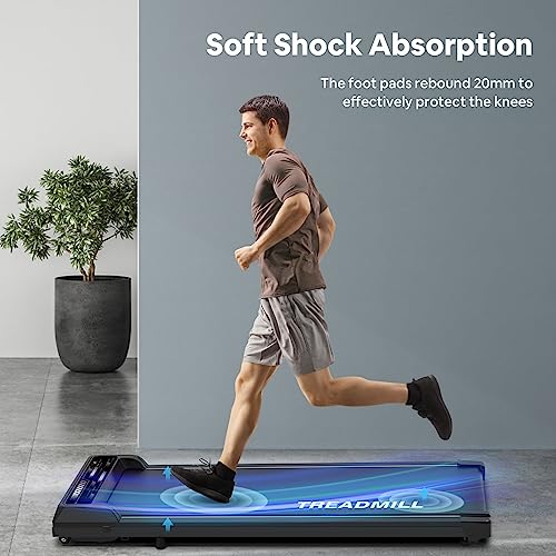 Walking Pad Treadmill Under Desk with 265lbs Capacity, Portable Treadmill for Home Office with Remote Control, 2.25HP Walking Treadmill for Walking and Jogging