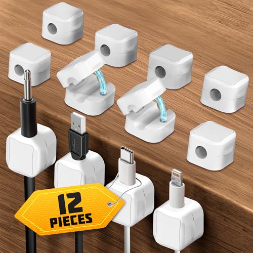 12 Pack Magnetic Cable Clips Cord Organizer Holder