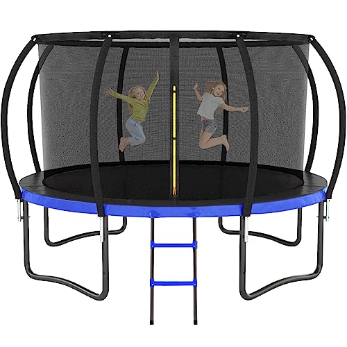 12FT Outdoor Trampoline with Enclosure Net and Ladder