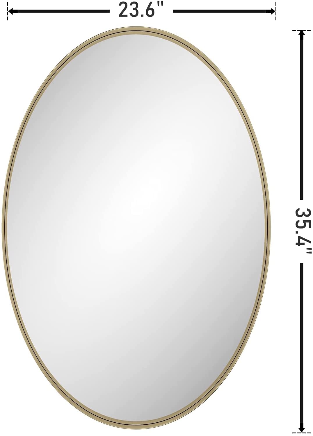 NXHOME Gold Oval Mirror for Bathroom, Matte Metal Frame Modern Circle Mirrors, Wall Mounted Entryway Decorative Farmhouse Vanity Mirror 24×36in