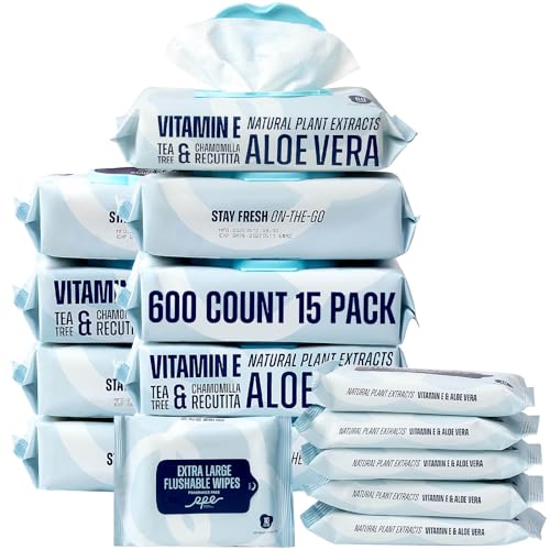 600 Count Flushable Wet Wipes Body and Hand Packs