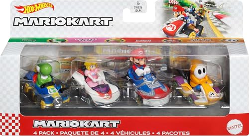 4 Pack Hot Wheels Mario Kart Die-Cast Vehicles