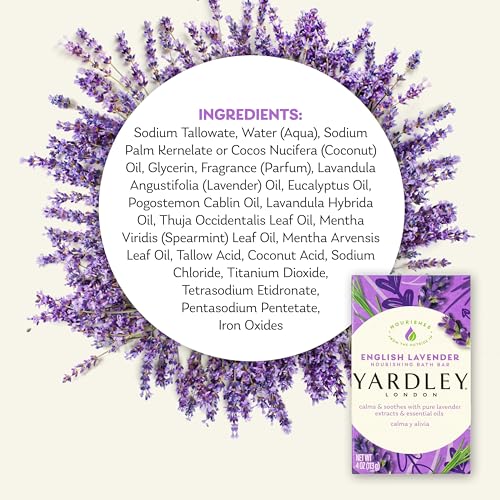 Yardley London English Lavender Naturally Moisturizing Bath Bar, 4.25 ounce