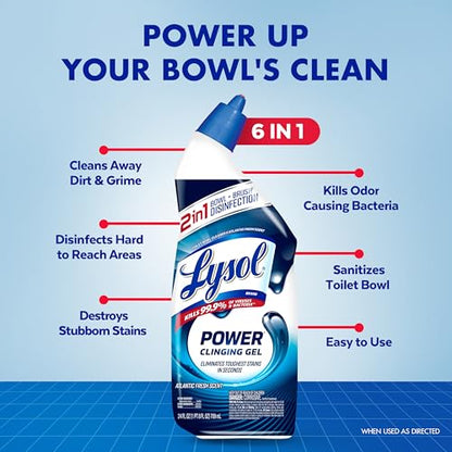 Lysol Toilet Bowl Cleaner Gel, Stain Removal, 24 oz
