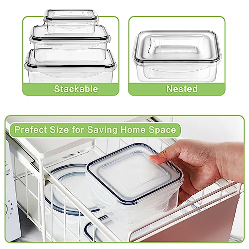 HOMBERKING 32 Pieces Food Storage Containers Set with Snap Lids (16 Lids + 16 Containers), Plastic Containers, BPA-Free Lunch Container Bento Box for Home, Black