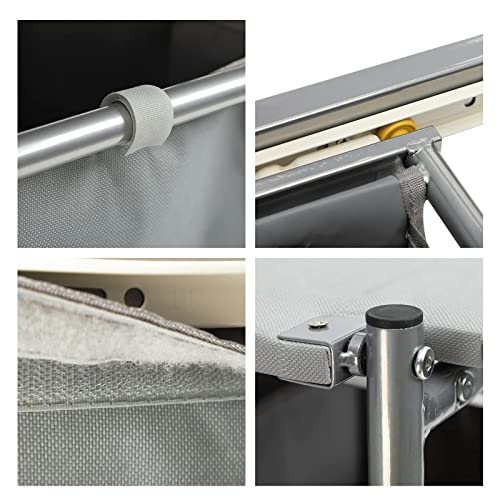 ALIMORDEN Laundry Sorter with Sturdy Ironing Board and Folding Table Top Lid, Laundry Hamper Organizer with 4 Wheels for Laundry Room Grey