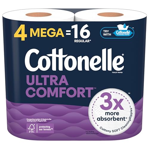 4 Mega Rolls Cottonelle Ultra Comfort Soft Toilet Paper