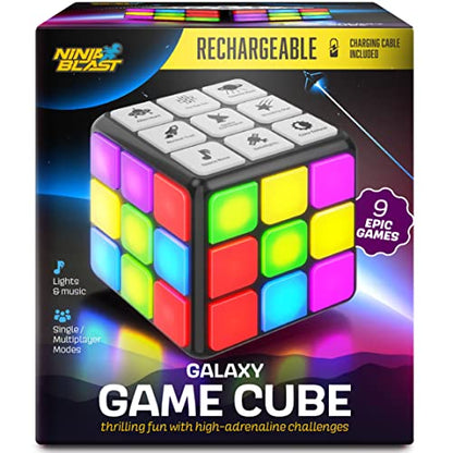 Ninja Blast Rechargeable Game Activity Cube - 9 Fun Brain & Memory Games - Cool Toys for Boys and Girls - Birthday Gifts for Ages 6-12+ Year Old Kids Tweens & Teens - Best Boy & Girl Toy Gift Ideas