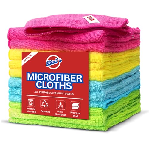 12 Pack Microfiber Cleaning Cloths Ultra Absorbent Reusable